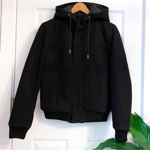 GAP Wool Hooded Bomber Jacket Coat Navy Blue